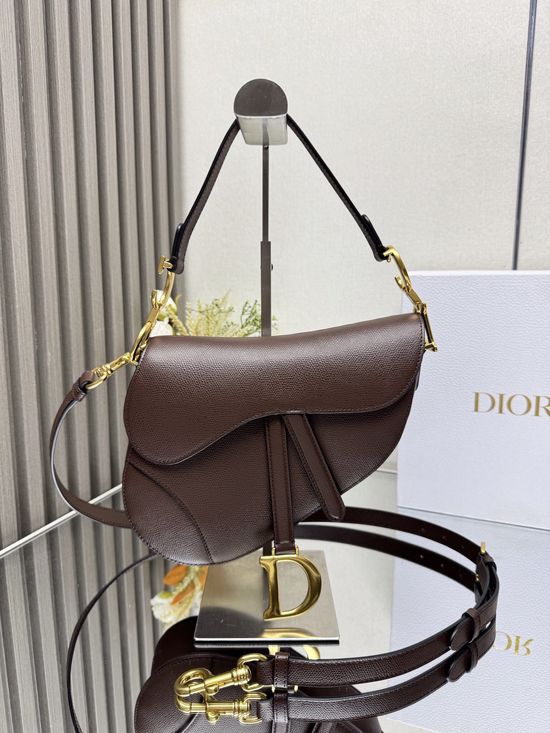 Christian Dior Saddle Bag Chocolate Leather 11907