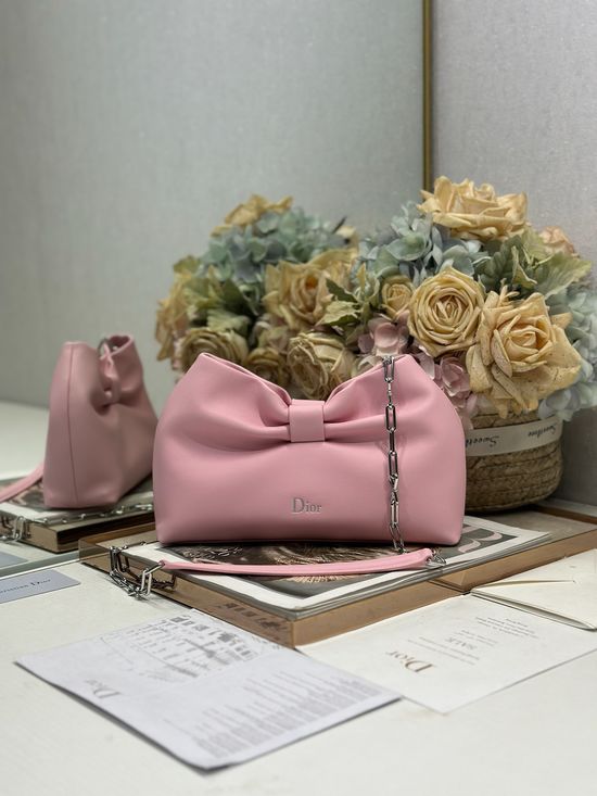 Christian Dior LAMBSKIN Light Pink Chain Bag 0714