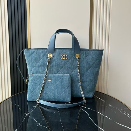 Chanel Cotton Denim Large Shopping Tote AS6007