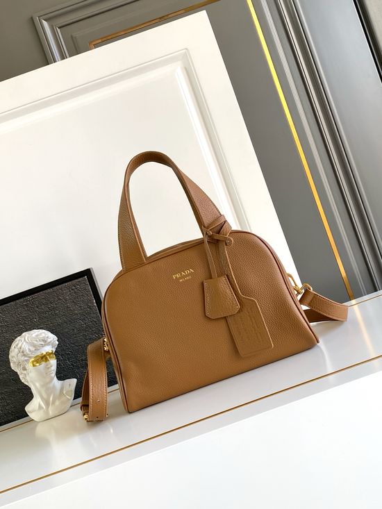 Prada Top Handle Grained Leather Bag 1BB14