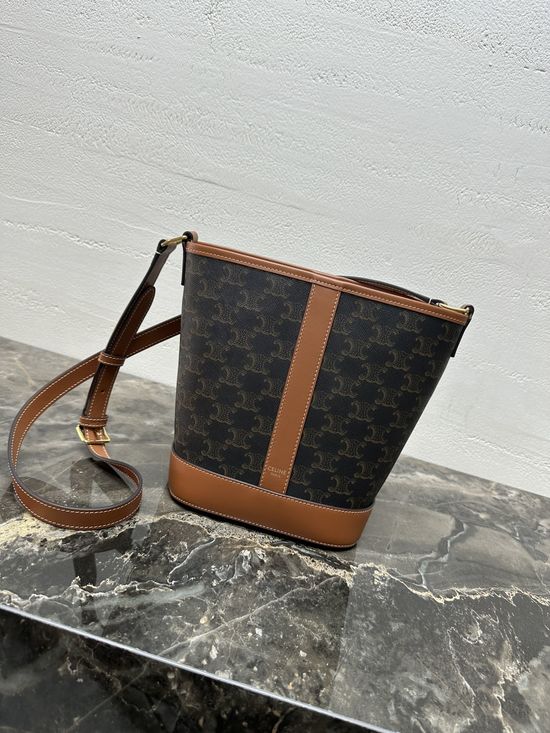 Celine TRIOMPHE CANVAS Logo Printed Bucket Bag 191442