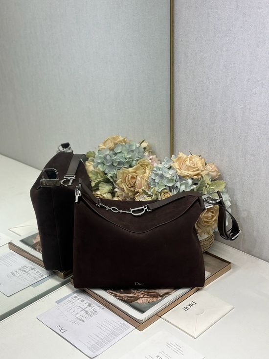 Christian Dior Suede Leather Silver Buckle Bag 1414