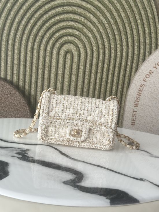 Chanel 26c Show Collection White Ribbon Flap Bag