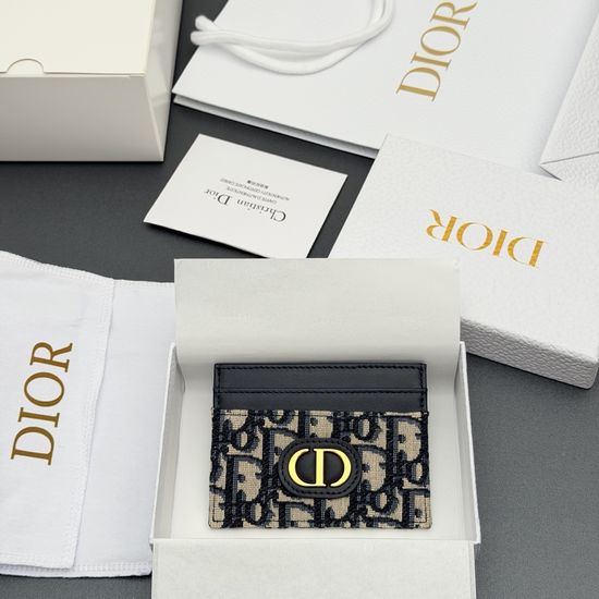 Christian Dior 30 Montaigne Freesia Card Holder Jacquard Blue S2152