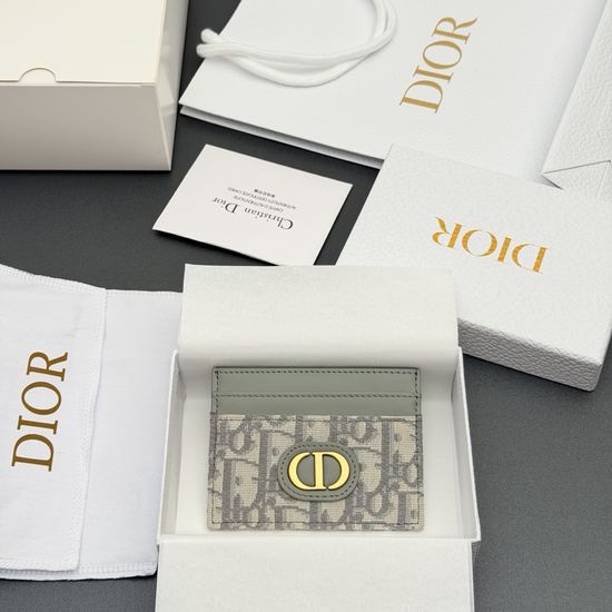 Christian Dior 30 Montaigne Freesia Card Holder Jacquard Grey S2152
