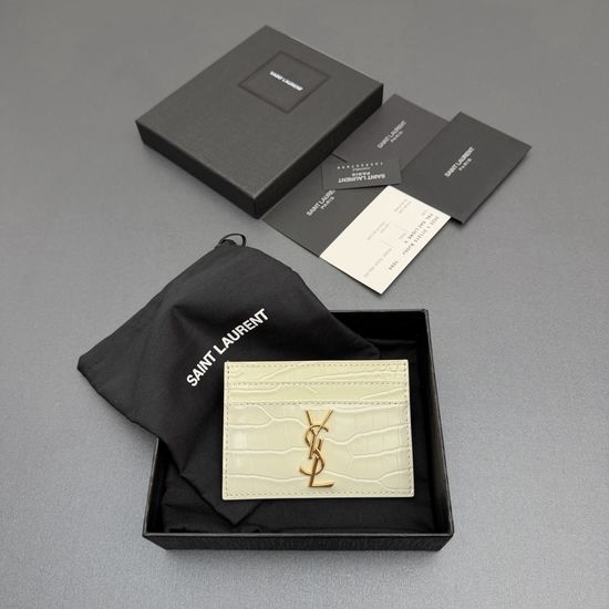 Yves Saint Laurent YSL Croc Embossed Leather Card Holder 423291
