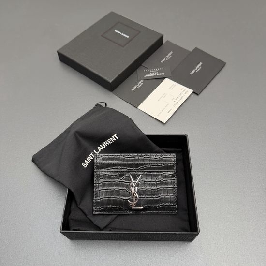 Yves Saint Laurent YSL Crocodile Embossed Card Holder 423291