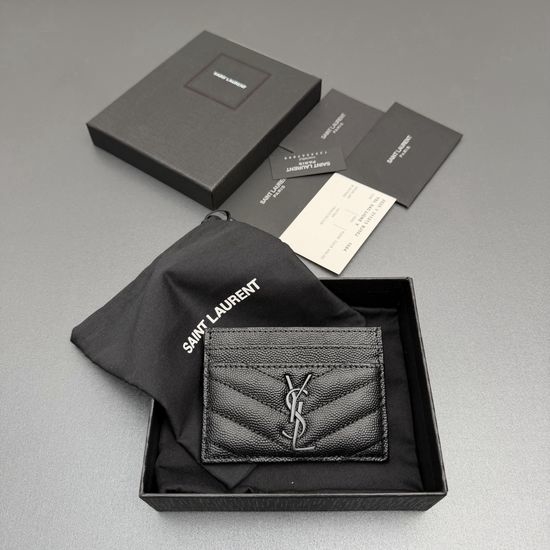 Yves Saint Laurent YSL Matelasse Grain Leather Card Holder 423291