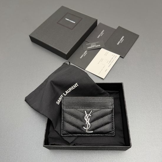 Yves Saint Laurent YSL Matelasse Grain Embossed Leather Card Holder 423291