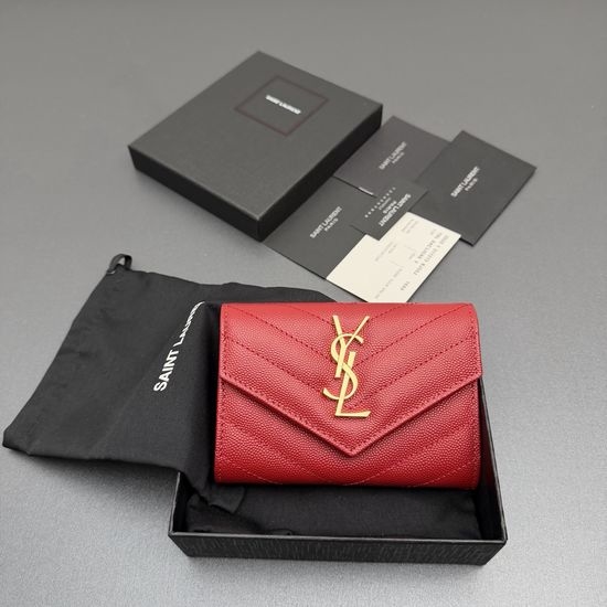 Yves Saint Laurent YSL Matelasse Grainy Leather Envelope Wallet 414404
