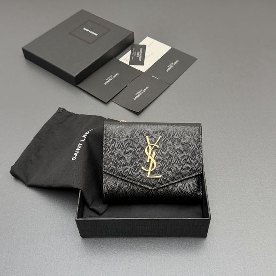 Yves Saint Laurent Matelasse Grain Leather Zipper Bifold Wallet 582296