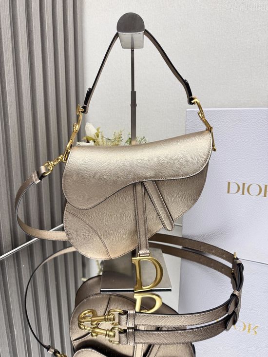 Christian Dior Saddle Bag Palm-Grained Leather 93271
