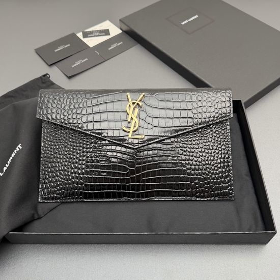 Yves Saint Laurent YSL UPTOWN Croc-Embossed Clutch Bag 565739