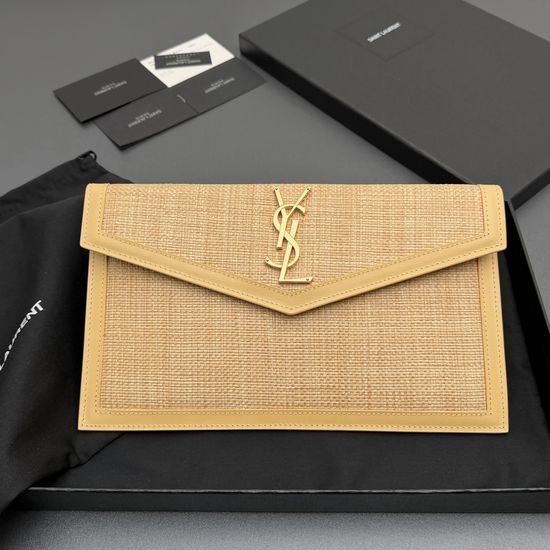 Yves Saint Laurent YSL UPTOWN Woven Fabric Leather Clutch 565739