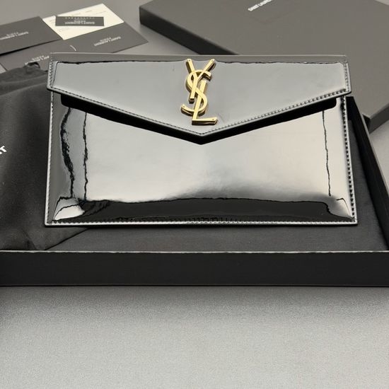 Yves Saint Laurent YSL UPTOWN Patent Leather Envelope Clutch 565739