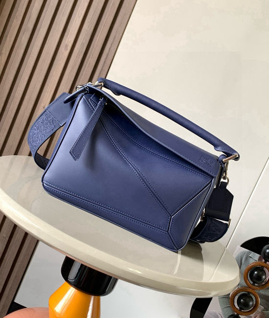 Loewe Puzzle Geometric Leather Handbag 9048 Navy Blue