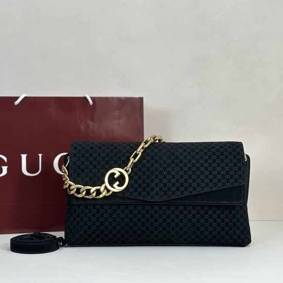 Gucci Embossed Suede Black Bag 857362