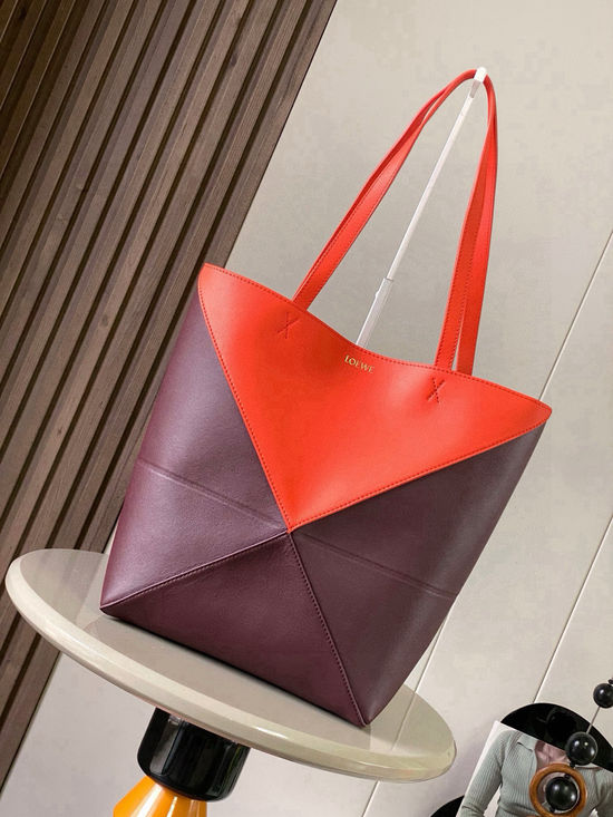 Loewe Puzzle Fold Shiny Cowhide Tote Bag 9029