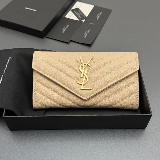 Yves Saint Laurent Matelasse Grain Leather Flap Wallet 372264 437469