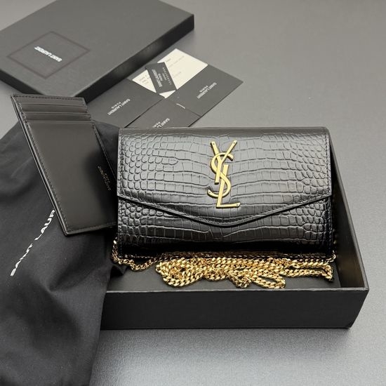 Yves Saint Laurent YSL ENVELOPE Crocodile Embossed Chain Bag 607788