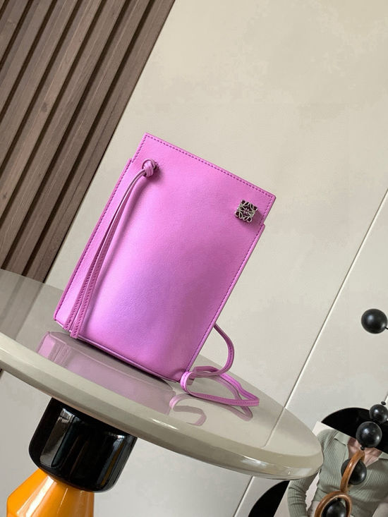 Loewe Dice Pocket Leather Crossbody Bag Purple 9027