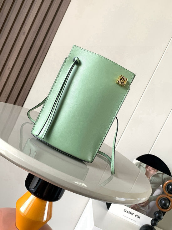 Loewe Dice Pocket Leather Crossbody Bag Green 9027