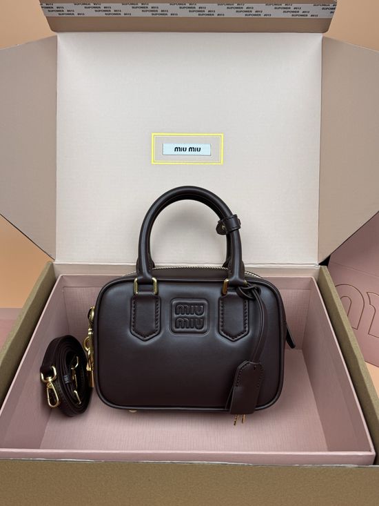 Miu Miu Arcadie Leather Bowling Handbag 5BB123