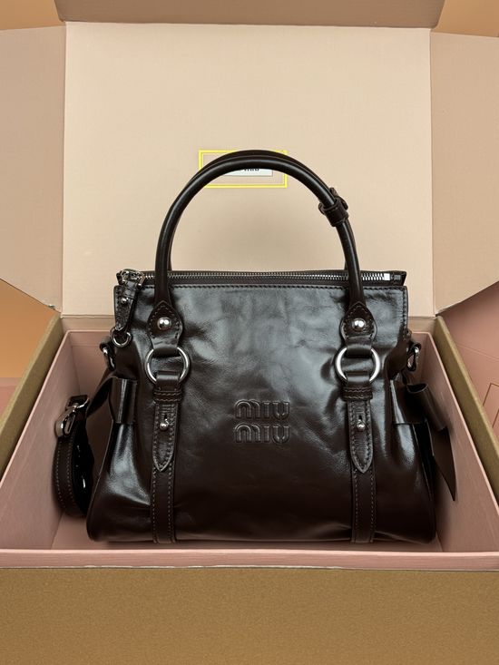 Miu Miu Ribbon Leather Bow Handbag 5BA327