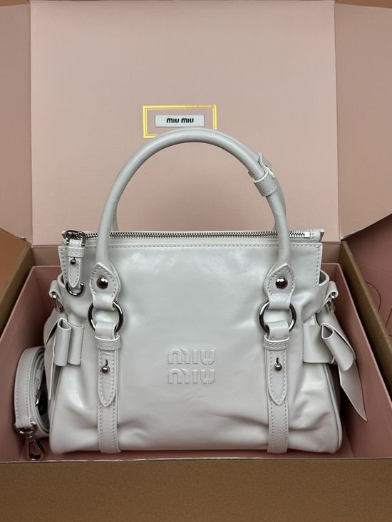 Miu Miu Ribbon Vintage Bow White Handbag 5BA327