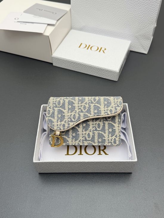 Christian Dior Bloom Saddle Card Holder Raffia S5611