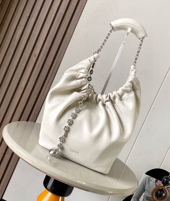 Loewe Squeeze Small Napa Leather Bag White 9042