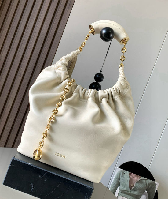 Loewe Squeeze Handbag Soft Cream White 9042