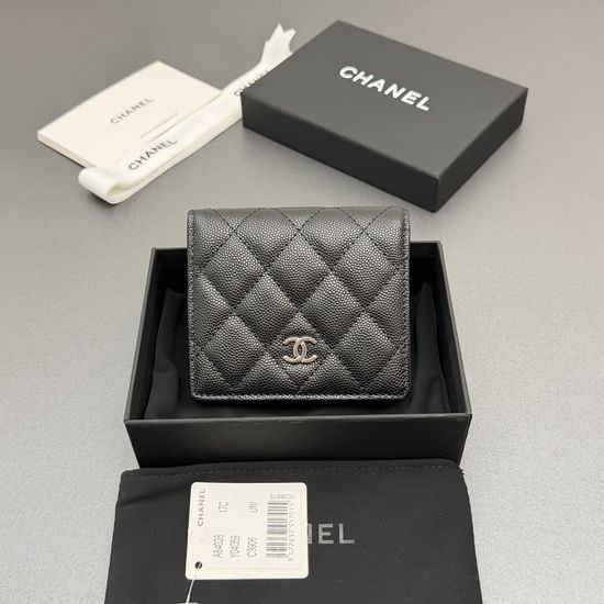 Chanel Caviar Leather Short Bifold Wallet A84028