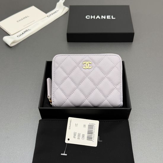 Chanel Short Zip Wallet Lilac Grain AP4652