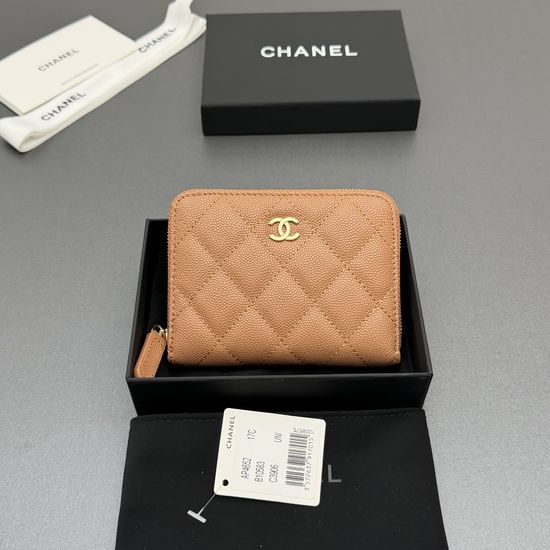Chanel Short Zip Wallet Caramel Grain AP4652