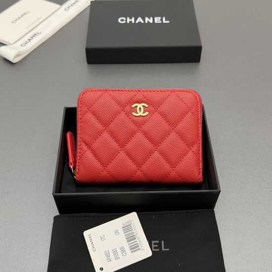 Chanel Caviar Leather Short Zip Wallet AP4652