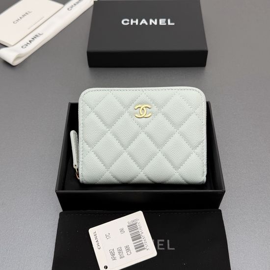 Chanel Caviar Leather Short Zip Wallet AP4652