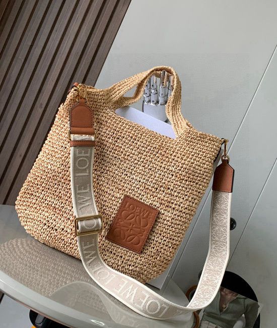 Loewe Slit Woven Tote Brown 9520