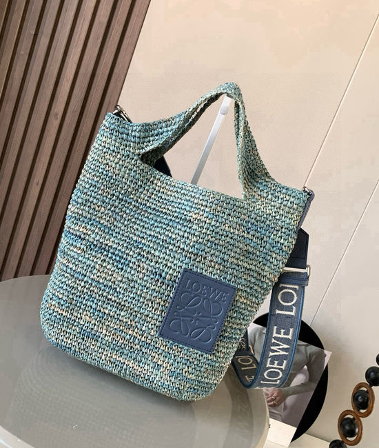 Loewe Slit Woven Tote Blue 9519