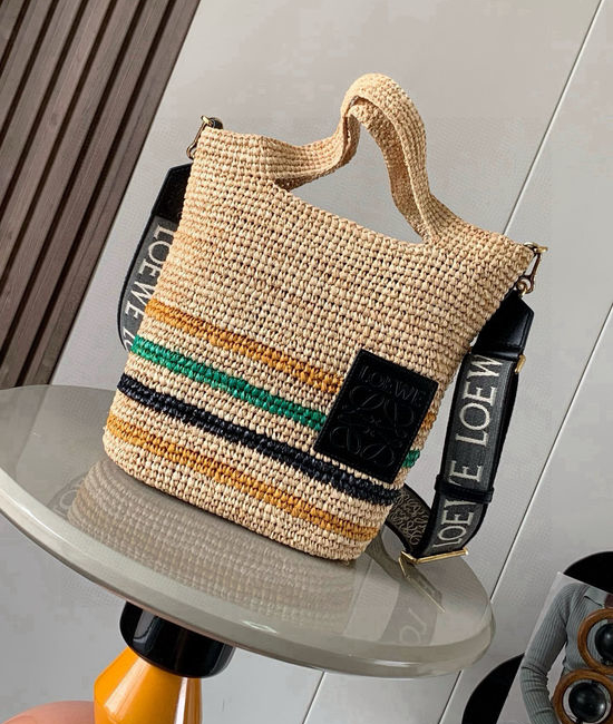 Loewe Slit Woven Tote Black 9518