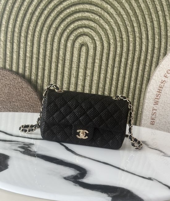 Chanel Raffia Weave Classic Flap Black 9295