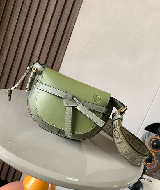 Loewe Gate Duel Saddle Bag Wide Strap Olive Green 9003