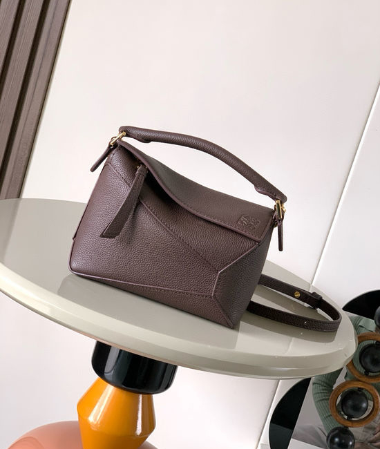 Loewe Puzzle Mini Geometric Leather Bag Deep Brown 9310-8003