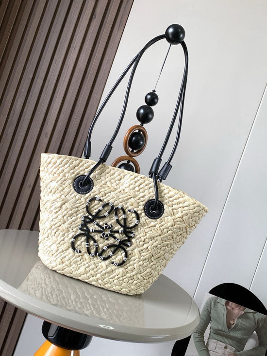Loewe Anagram Basket Woven Handbag 8007 Black