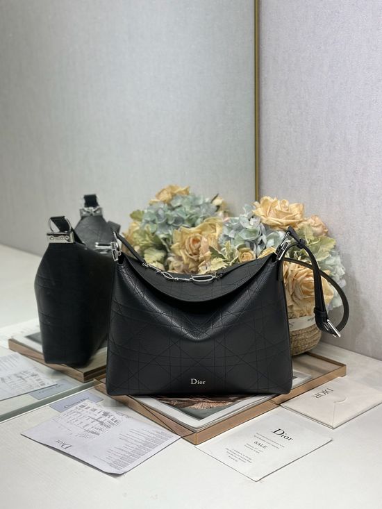 Christian Dior Goatskin Silver Buckle Medium Handbag 1412