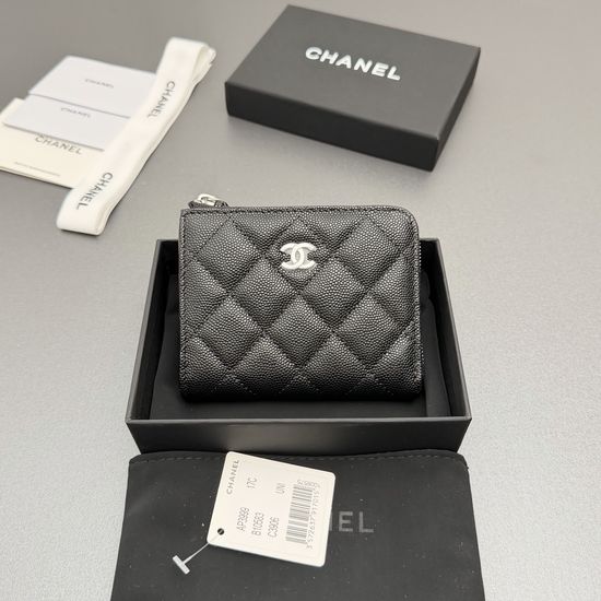 Chanel Short Zipper Wallet Silver Hardware AP3999