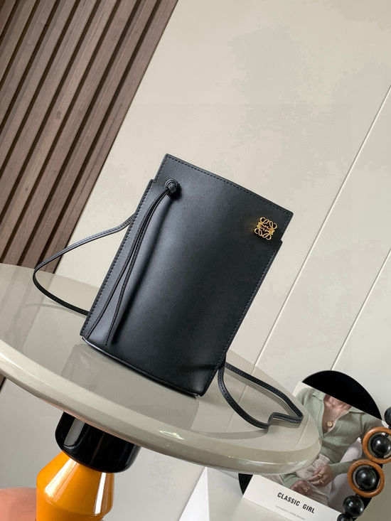 Loewe Dice Pocket Leather Phone Bag Black 9027