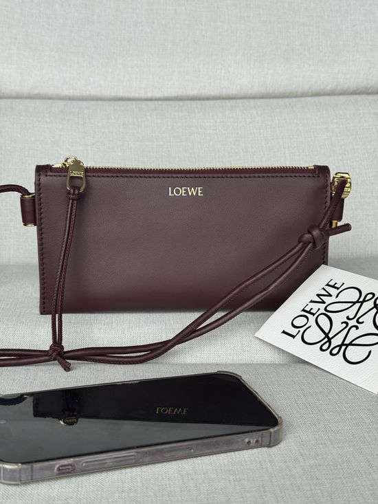 Loewe Small Organ Bag Adjustable Strap Burgundy 1578