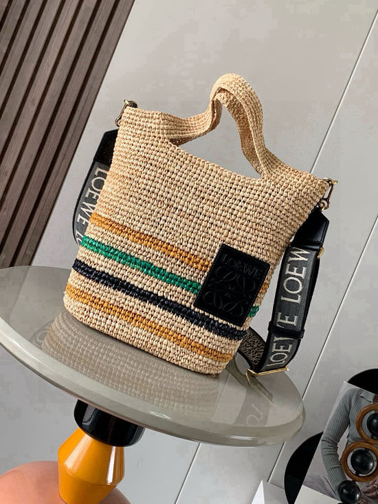 Loewe Slit Raffia Tote Handbag 8006