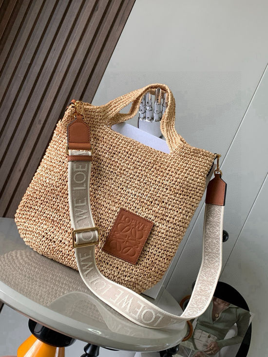 Loewe Slit Raffia Tote Handbag 8006